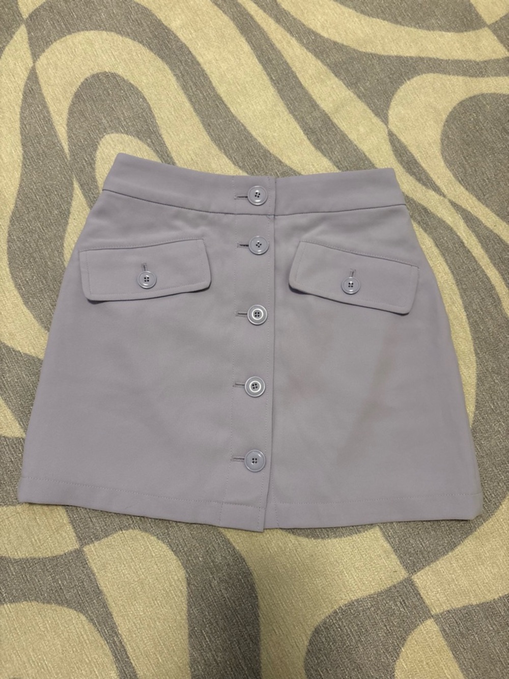 Lilac Button-Front Mini Skirt